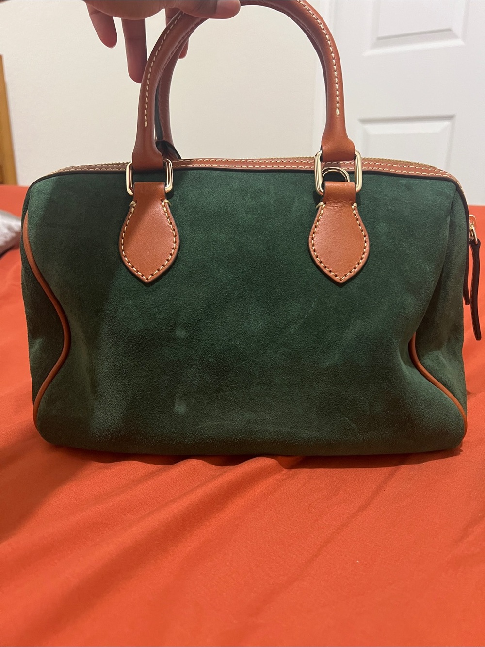 Dooney & Bourke Suede Barrel Satchel - Ivy Green - Picture 2 of 9